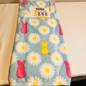 Peeps Easter Plush Throw Blanket Blue Flowers Peeps 50'X60'
